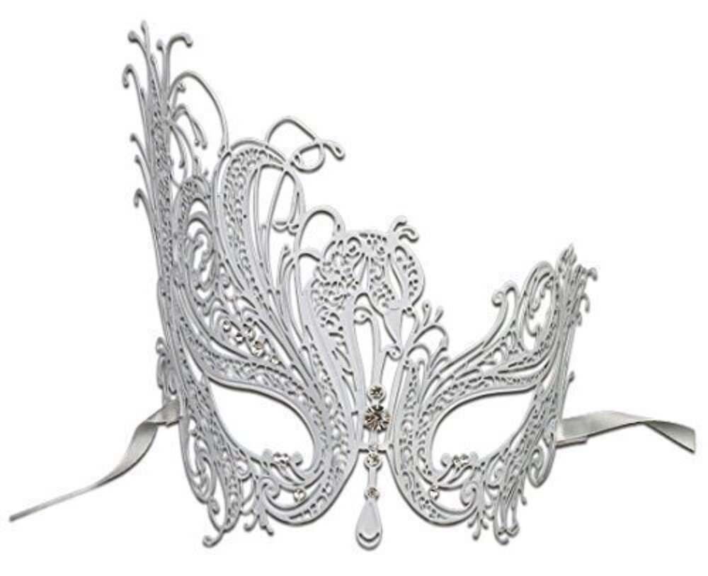 5508 Masquerade Mask  Metal Filigree Swan Style Mask with Rhinestones